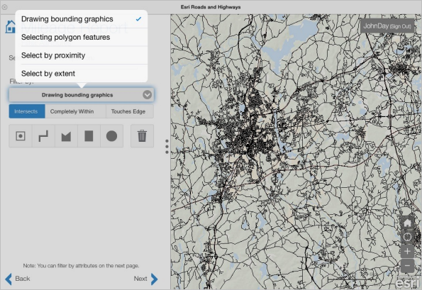 Spatial selection by drawing bounding graphics Spatial selection by drawing bounding graphics